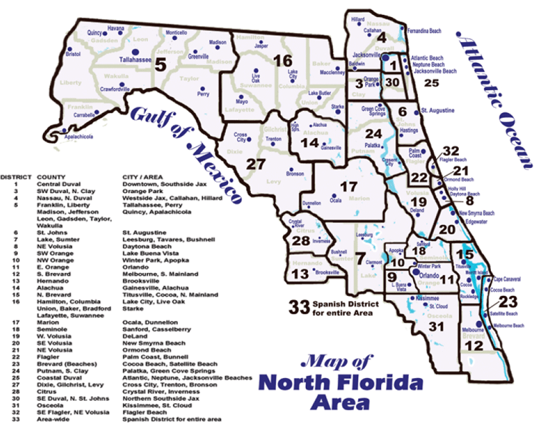 Map of North Florida Area